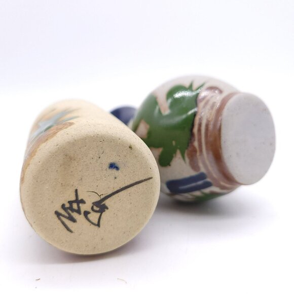 Mexican Tonala Pottery Vases 2 Hand-Painted Playa del Carmen Signed Vintage - Picture 9 of 14